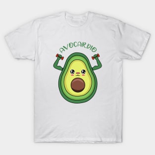 AVOCARDIO, cute avocado  lifting weights T-Shirt